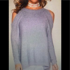 Blue Cold Shoulder Sweater